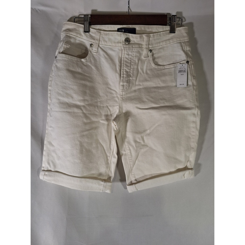GAP Denim Bermuda Shorts‎ Womens Size 8/29 White Cuffed Casual